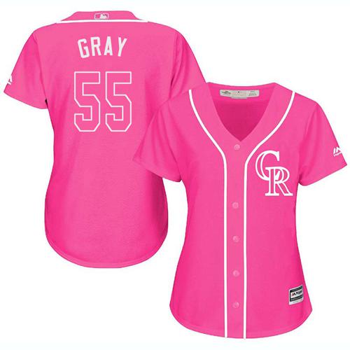 Rockies #55 Jon Gray Pink Fashion Women's Stitched Baseball Jersey