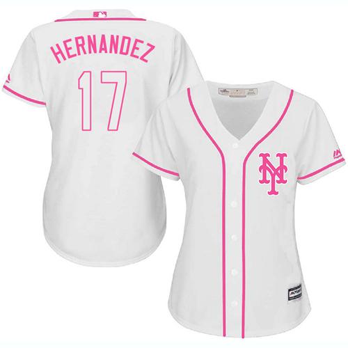 Mets #17 Keith Hernandez White Pink Fashion Women's Stitched Baseball Jersey