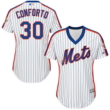 Mets #30 Michael Conforto White(Blue Strip) Alternate Women's Stitched Baseball Jersey