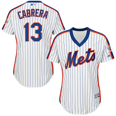 Mets #13 Asdrubal Cabrera White(Blue Strip) Alternate Women's Stitched Baseball Jersey