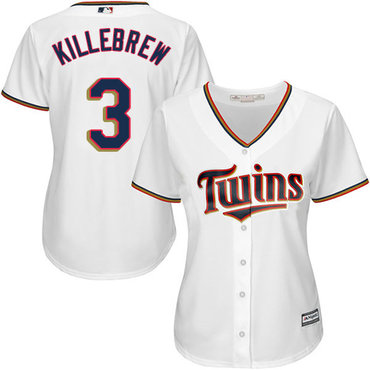 Twins #3 Harmon Killebrew White Home Women's Stitched Baseball Jersey