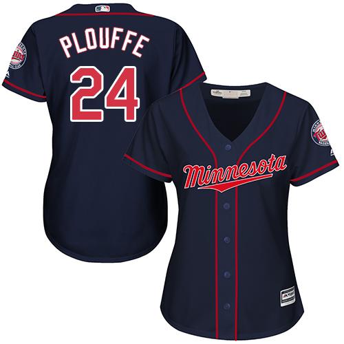 Twins #24 Trevor Plouffe Navy Blue Alternate Women's Stitched Baseball Jersey