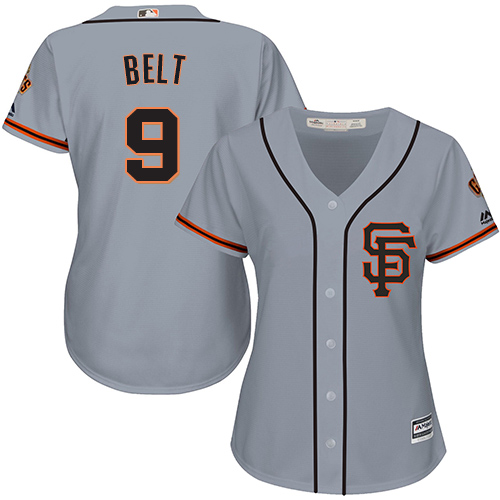 Giants #9 Brandon Belt Grey Road 2 Women's Stitched Baseball Jersey