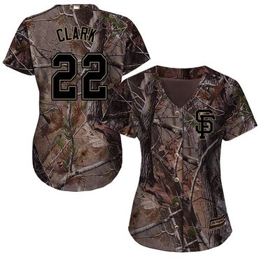 Giants #22 Will Clark Camo Realtree Collection Cool Base Women's Stitched Baseball Jersey