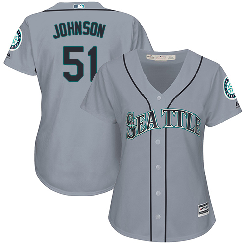 Mariners #51 Randy Johnson Grey Road Women's Stitched Baseball Jersey