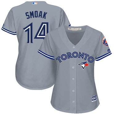 Blue Jays #14 Justin Smoak Grey Road Women's Stitched Baseball Jersey