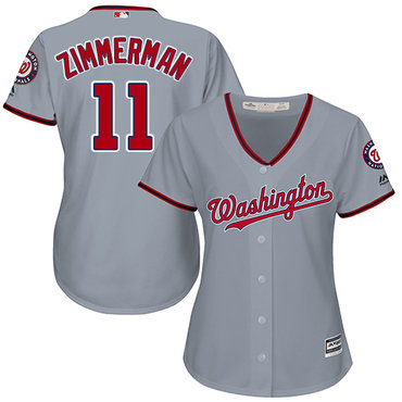 Nationals #11 Ryan Zimmerman Grey Road Women's Stitched Baseball Jersey