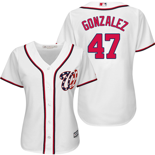 Nationals #47 Gio Gonzalez White Home Women's Stitched Baseball Jersey