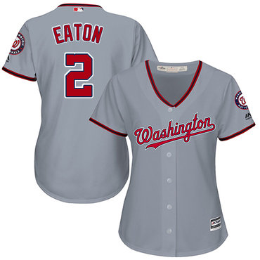 Nationals #2 Adam Eaton Grey Road Women's Stitched Baseball Jersey