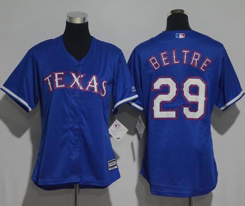 Rangers #29 Adrian Beltre Blue Alternate Women's Stitched Baseball Jersey