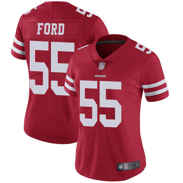 49ers #55 Dee Ford Red Team Color Women's Stitched Football Vapor Untouchable Limited Jersey