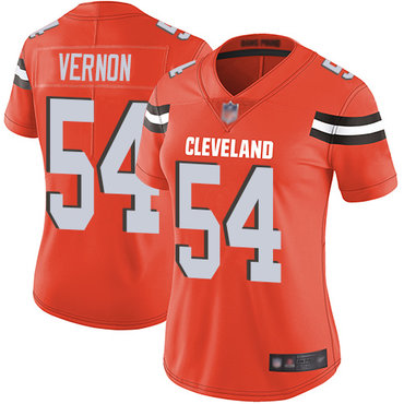 Browns #54 Olivier Vernon Orange Alternate Women's Stitched Football Vapor Untouchable Limited Jersey