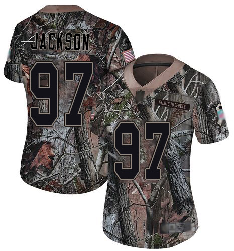 Eagles #97 Malik Jackson Camo Women's Stitched Football Limited Rush Realtree Jersey