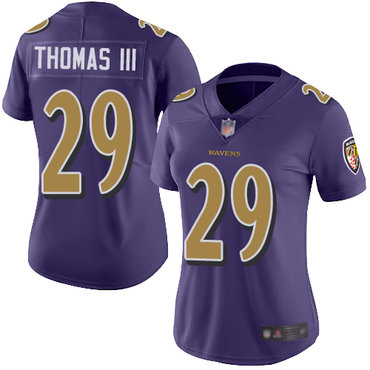 Ravens #29 Earl Thomas III Purple Women's Stitched Football Limited Rush Jersey