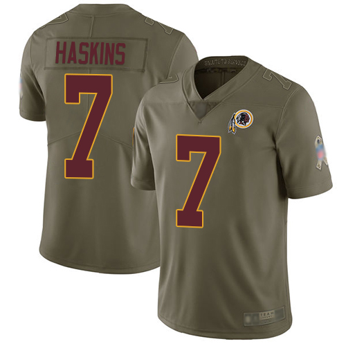 Redskins #7 Dwayne Haskins Olive Men's Stitched Football Limited 2017 Salute To Service Jersey