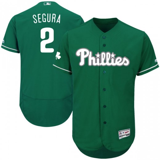 Men's Philadelphia Phillies #2 Jean Segura Green Flex Base Celtic Collection Jersey