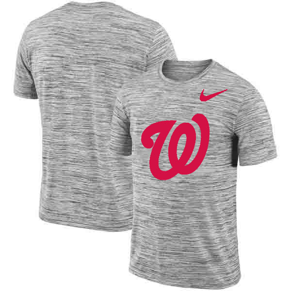 Washington Nationals Nike Heathered Black Sideline Legend Velocity Travel Performance T-Shirt