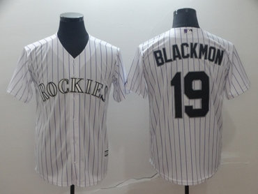 Men's Colorado Rockies 19 Charlie Blackmon White Cool Base Jersey