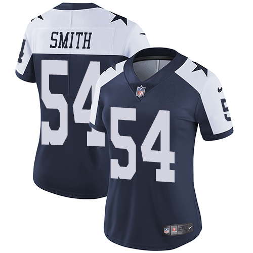 Cowboys #54 Jaylon Smith Navy Blue Thanksgiving Women's Stitched Football Vapor Untouchable Limited Throwback Jersey