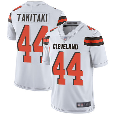 Browns #44 Sione Takitaki White Men's Stitched Football Vapor Untouchable Limited Jersey