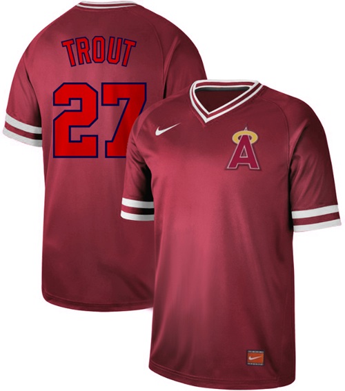 Angels of Anaheim #27 Mike Trout Red Authentic Cooperstown Collection Stitched Baseball Jersey