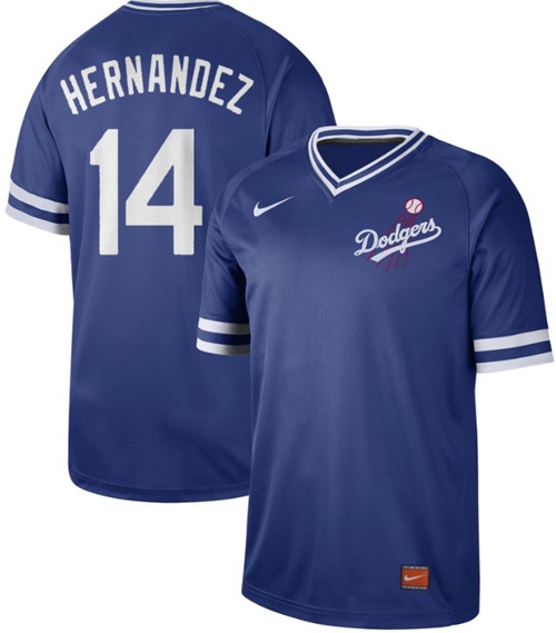 Dodgers #14 Enrique Hernandez Royal Authentic Cooperstown Collection Stitched Baseball Jersey