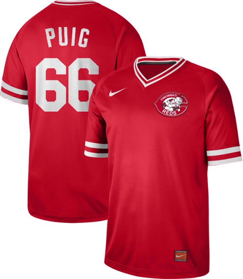 Reds #66 Yasiel Puig Red Authentic Cooperstown Collection Stitched Baseball Jersey