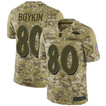 Ravens #80 Miles Boykin Camo Men's Stitched Football Limited 2018 Salute To Service Jersey