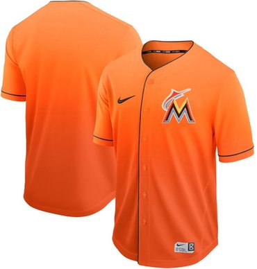 marlins Blank Orange Fade Authentic Stitched Baseball Jersey