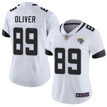 Jaguars #89 Josh Oliver White Women's Stitched Football Vapor Untouchable Limited Jersey