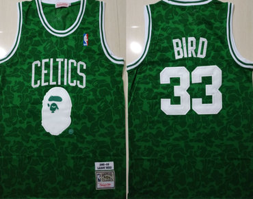 Celtics Bape 33 Larry Bird Green 1985-86 Hardwood Classics Jersey