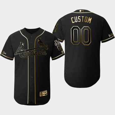 Men's St. Louis Cardinals Customized Black Gold Flexbase Jersey