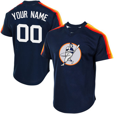 Astros Navy Men's Customized Throwback New Design Jersey