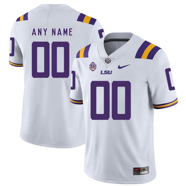 LSU Tigers White Men's Customized Nike College Football Jersey