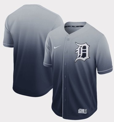 Tigers Blank Navy Fade Authentic Stitched Baseball Jersey