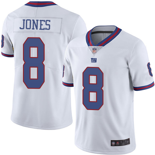 Giants #8 Daniel Jones White Youth Stitched Football Limited Rush Jersey