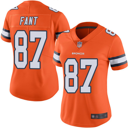 Broncos #87 Noah Fant Orange Women's Stitched Football Limited Rush Jersey