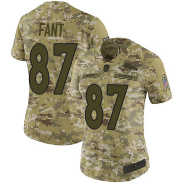 Broncos #87 Noah Fant Camo Women's Stitched Football Limited 2018 Salute to Service Jersey