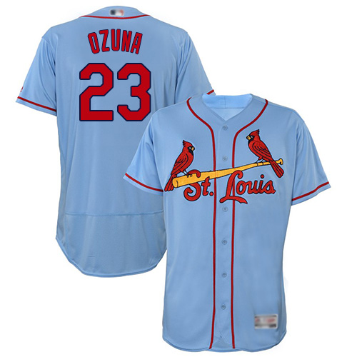 Men's St. Louis Cardinals #23 Marcell Ozuna Alternate Flex Base Light Blue Jersey