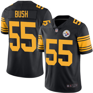 Steelers #55 Devin Bush Black Men's Stitched Football Limited Rush Jersey