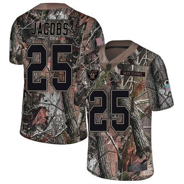 Raiders #25 Josh Jacobs Camo Youth Stitched Football Limited Rush Realtree Jersey