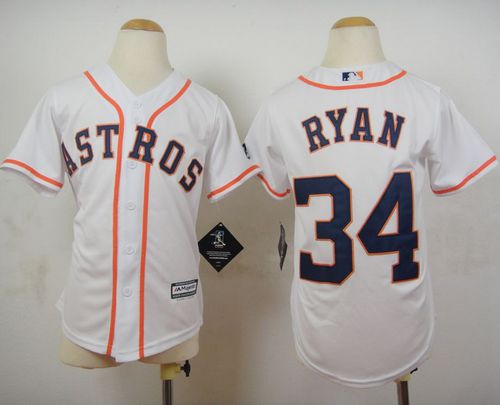 Astros #34 Nolan Ryan White Cool Base Stitched Youth Baseball Jersey