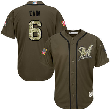 Brewers #6 Lorenzo Cain Green Salute to Service Stitched Youth Baseball Jersey