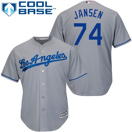 Dodgers #74 Kenley Jansen Grey Cool Base Stitched Youth Baseball Jersey