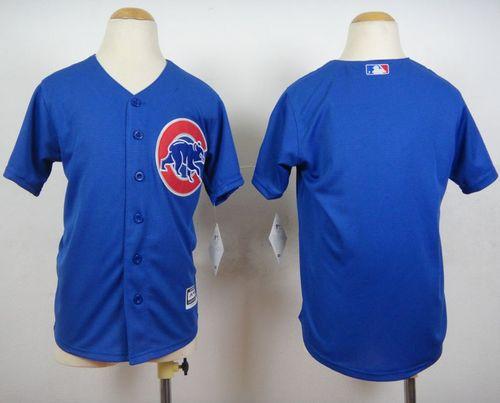 Cubs Blank Blue Cool Base Stitched Youth Baseball Jersey