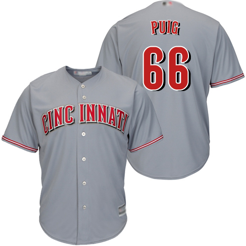 Reds #66 Yasiel Puig Grey Cool Base Stitched Youth Baseball Jersey