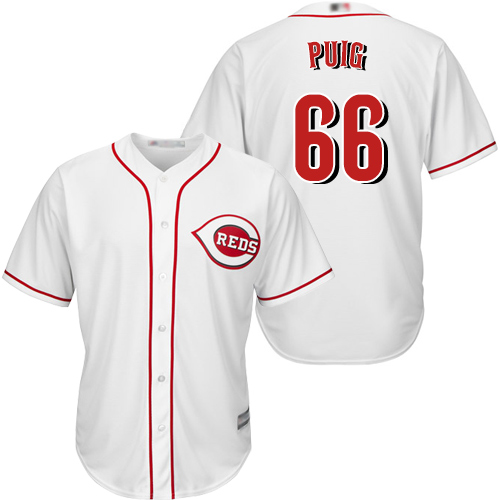 Reds #66 Yasiel Puig White Cool Base Stitched Youth Baseball Jersey