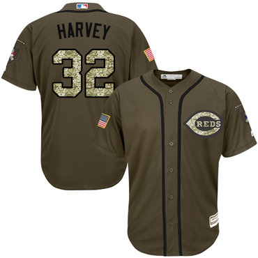 Reds #32 Matt Harvey Green Salute to Service Stitched Youth Baseball Jersey