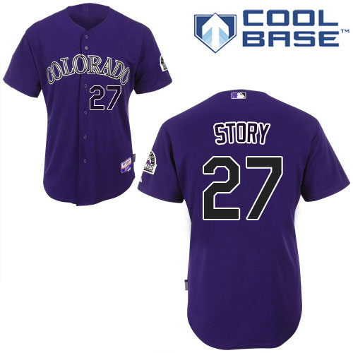 Rockies #27 Trevor Story Purple Cool Base Stitched Youth Baseball Jersey