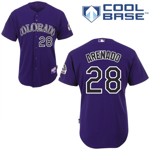 Rockies #28 Nolan Arenado Purple Cool Base Stitched Youth Baseball Jersey